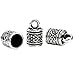 HOUSWEETY 40 Silver Tone Pattern Carved Column Pendants/Necklace End Caps 16x10mm