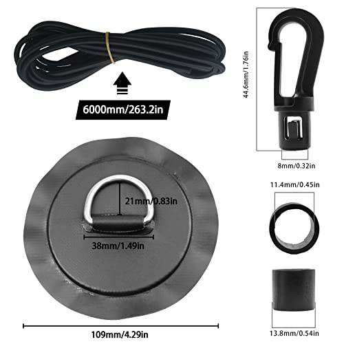 A 12 Ft 6MM Shock Cord with Hooks Bungee Deck Rigging Kit with 4