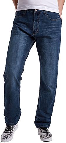 Men's Basic Flex Slim Straight Stretch Fit Washed Long Denim Pants