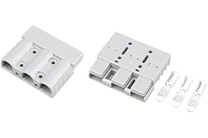 2X 3 Pin 50A DC-DC Charger Solar Connector, Silver Plated Contacts, Crimp or Solder Terminals, IP20 Rated, for Anderson Compa