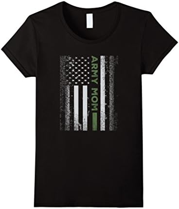 Womens Distress Proud United States Army Mom Flag Soldier T-shirts Large Black