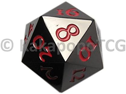 KakapopoTCG Extra Large Solid Metal Black D20 Standard Dice 20 face Extra Heavy DND Dice Dungeons and Dragons 20 faced Call of Cthulu Pathfinder