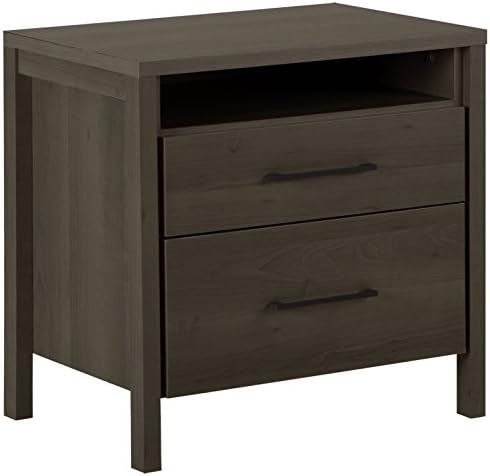 Amazon Com South Shore Gravity 2 Drawer Nightstand Gray Maple Furniture Decor