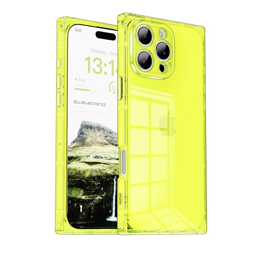 IAIYOXI Rectangle Case Compatible for iPhone Xs, Full Camera Protection & Reinforced Corners TPU Cushion Clear Cover, Shockproof Silicone Phone Case for Women Girls (iPhone Xs, Yellow)