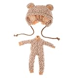 Jili Online 1/6 Lovely Bear Clothes Outfit with Hat Doll Dress for 12'' Blythe Doll Dress Up Clothes Accessories Kids Toy