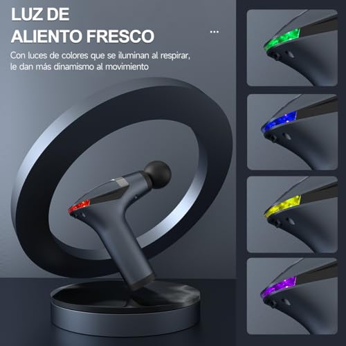 JCMO Pistola de Masaje Muscular, Masajeador Profesional con 4 Cabezas y Banda De Extensión, Ideal para Músculos, Hombros, Cuello, Espalda, Piernas, Pantorrillas