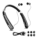 Foldable Wireless Headphones,Neckband Best Bluetooth Headphones HD Stereo In-Ear Earphones Sports Headsets (Bluetooth 4.1, Noise Cancelling, Sweatproof, 16 Hours Playtime) (Black)