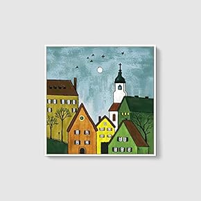 Framed Canvas Home Artwork Decoration Night Canvas Wall Art for Living Room, Bedroom - 16x16 inches
