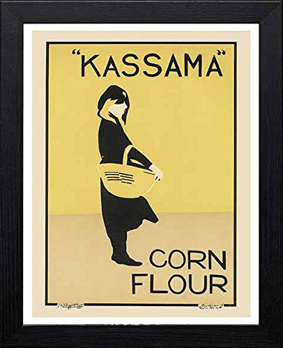 Lumartos, Vintage Poster MAF232 Kassama Corn Flour The Beggarstaffs Contemporary Home Decor Wall Art Print, Black Frame, A3 Size