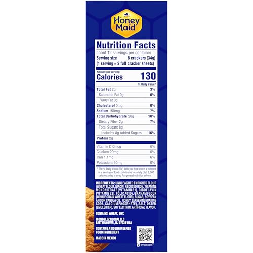 HONEY MAID LOW FAT HONEY GRAHAM CRACKERS, LUNCH SNACKS, 14.4 OZ