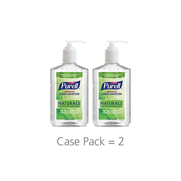 PURELL Advanced Hand Sanitizer Naturals with Plant Based Alcohol, Citrus Scent, 12 fl oz Pump Bottle (Pack of 2)- 9629-06-EC