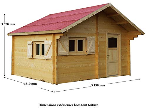 Chalet de jardin 5.19x4.81m, madriers 60mm Livraison uniquement