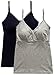 Nursing Tank Tops, Maternity Nursing Shirts Pajamas Sleep Bra for Breastfeeding (Small: Fits for Weight 100-135 lb, Black+Grey (2Pcs))