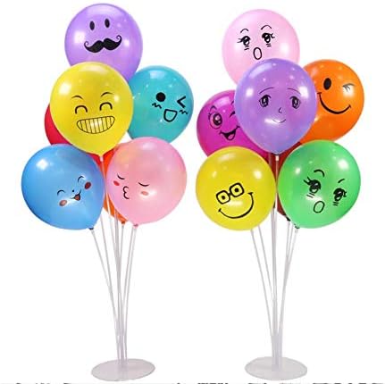 Biche Balloons Party Decoration Column Stand Pack of 7 Sticks (7 Stick Stand), 7 connectors, 1 Base Plate, 7 Cups for Holding Balloons, 3 Vacuum Cups for Holding Stand on The Floor.