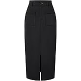 Belle Poque Women Cargo Skirt Long Pencil Skirt High Wiasted Skirts with Pockets & Slit