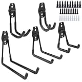 Dirza Utility Hooks Wall Mount Tool Holder U-Hooks for Home Garage Storage Organizer Garden Tools Shovels Rake Stroller Ladder Black 5 Pack