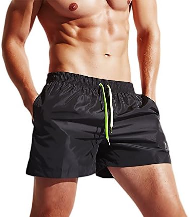 KINGDESON Men's Quick-Drying Lace-up Sports Beach Surf Soft Gym Running Training Bottoms Lounge Shorts Black XL