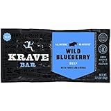 KRAVE Beef Meat Bars, Wild Blueberry Barbecue, 1.25-Ounce, (Count of 12)