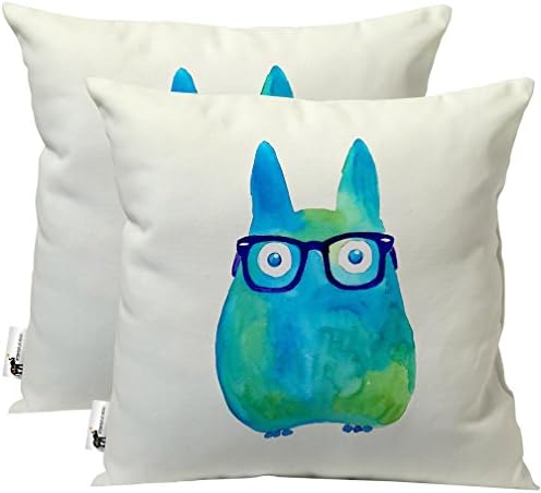 Unique Trotro Handmade Outdoor Throw Pillows - Set Of 2 - Blue Hipster Trotro/Pokemon Pillows | UBU Republic (20X20)