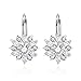 BAMOER 18K White Gold Plated Cubic Zirconia Snowflake Lever Back Earrings for Women Girls CZ Jewelry Stud Fashion Earrings 3 Style White Gold & White CZ