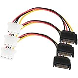 SATA Power Cable Adapter 3 Pack SATA 15 Pin Male to Molex LP4 Female Power Cable 8-inch