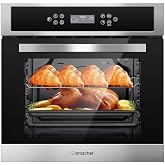 AMZCHEF 24" Single Wall Oven Electric 2800W Convection 2.5 Cu.Ft. | Stainless Steel Built-in Oven | 11 Functions + 8 Presets | Touch Control | Safety Lock | 240V Convection Wall Oven