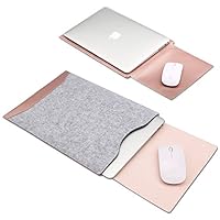 Soyan Leather and Felt Hybrid Laptop Sleeve for 13-Inch MacBook Pro 2012-2015 and 13-Inch MacBook Air 2011-2017, Fits Model A1466/A1502/A1425 (Rose Gold)