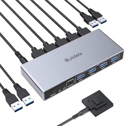 SUIDEK 8K@60Hz Displayport KVM Switch für 2 in 1 out, für 2 PC 1 Monitor