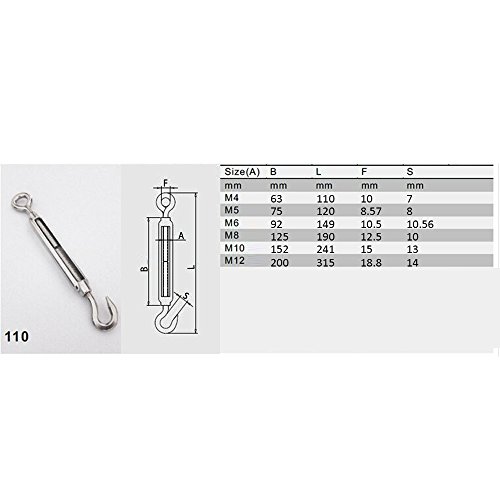 Turnbuckle Hooks 16-Pack 304 Stainless Steel Turnbuckles - M4/M5 - View #4