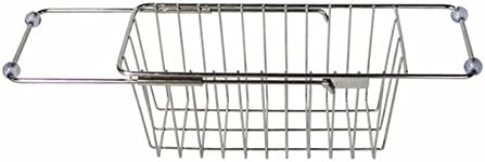 Lebather Over the Sink Dish Racks Adjustable Arms Utensil Dish Drainer Basket Stainless Steel Drying Organizer for Vegetable Fruit Cleaner
