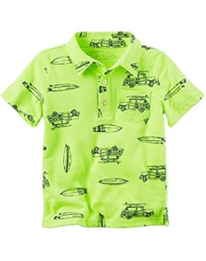 Boys' Surfboard Graphics S/S Polo, Neon Yellow, 4t