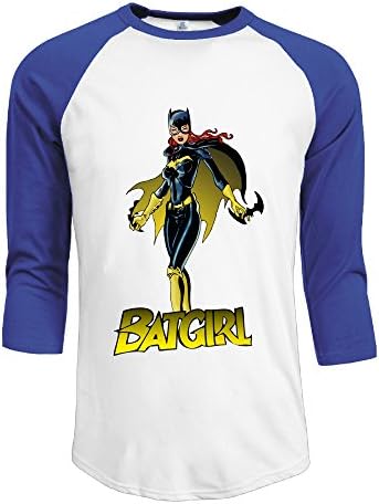 Men's Cotton Brand 3/4 Sleeve Batgirl With Shuriken Athletic Baseball Raglan Sleeves T-Shirt RoyalBlue US Size S