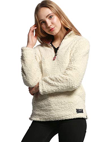 Flygo Women's Long Sleeve Zipper Sherpa Sweatshirt