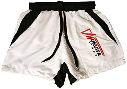 Mukuwa Sport Bodybuilding Gym Running Tight Lifting Shorts (X-Large, White/Black)