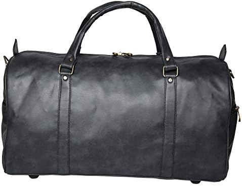 RICHSIGN LEATHER ACCESSORIES24 litres Duffle Bags for Men Travel (Black) (Weight-1 KG/1000 GR)(Dimension = H- 12 x L- 20 x W- 8 Inch)