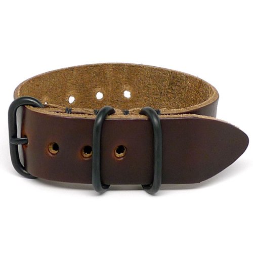 DaLuca 1 Piece NATO Watch Strap - Brown Chromexcel (PVD Buckle) : 26mm