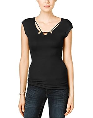 Women's Kalei Beaded-Neck Embellished Ribbed Cutout Top