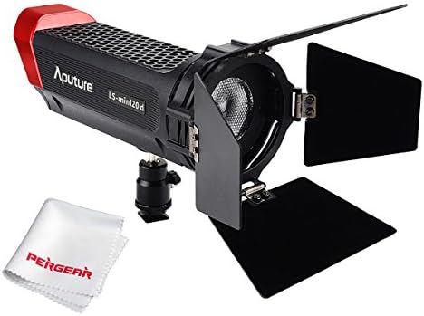 Aputure Mini20D LS-mini20d 7500K Daylight Balanced LED Fresnel Video Light TLCI CRI 96+ 40000lux@0.5m Spot and Flood Your Light from 20 to 80 Degree - With PERGEAR Cleaning Cloth
