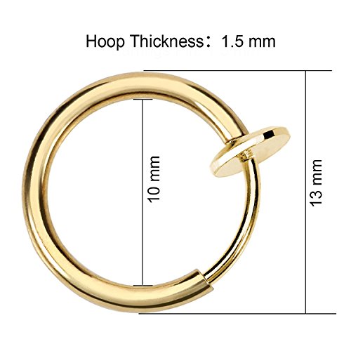 JewelrieShop Clip On Hoops, Clip On Earrings Fake Earrings Non-Piercing Spring Hoop Earrings for Sensitive Ears Fake Cartilage Earrings