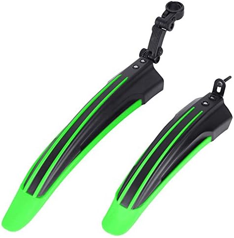 Kunshion Adjustable Fenders Set Road Mountain Bike Bicycle Mudguard Cycling Tire Front/Rear Mud Guards(Black Green)