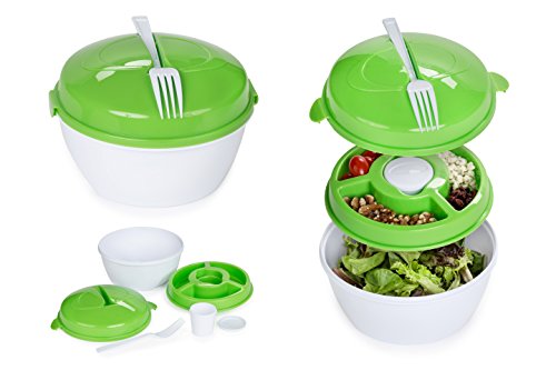 All in One Salad to Go Container with Attachable Fork - Thumbnail 3