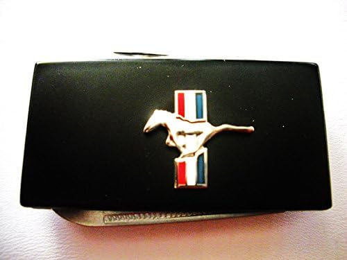 Mustang(Ford) Black Stainless Steel Money Clip with Knife & Nailfile in Body of Clip