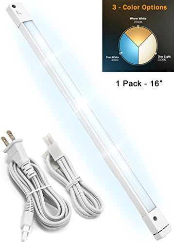 LED Concepts Under Cabinet Light Bar with 3 Color Options (Soft White/Warm White/Daylight) Linkable - Ultra Slim - Great for Kitchen, Bathroom, Vanity, Closet, Task Lighting (16 Inch )