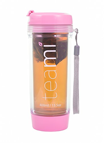 TEA TUMBLER Infuser Water Bottle by Teami - Baby Pink, 13 Ounce - BPA FREE - Double Walled Mug, Hot or Cold - Our Best Infusion Bottles for Infused Fruit, Smoothies, Tea, even Coffee - Thumbnail 5
