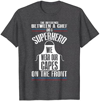 Mens Difference Chef Superhero Capes On Front Funny Cook Shirt XL Dark Heather