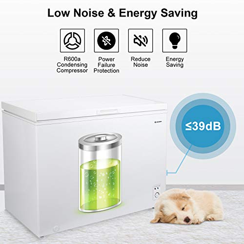 MOOSOO Chest Freezer, 9.0 Cu Ft Large Freezer with Adjustable