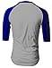 TOP LEGGING TL Men's Baseball Tee Shirt -Casual Cotton Plain 3/4 Sleeve Jersey T Shirts for Men (Large, 3/4_SL-RBLUE_Hgrey)