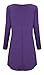 Floral Find Women Long Sleeve A-line Tunic Top Scoop Neck Loose Fit Blouse Shirt Flowy Layered Hem (Purple, XX-Large)