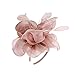 MonkeyJack Wedding Fascinator Hat Women Feather Flower Hair Band Church Tea Party Headdress - Pink