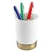 InterDesign York Ceramic and Metal Tumbler, Makeup Brush Toothbrush Holder Cup for Bathroom, Countertop, Desk, Dorm, College, and Vanity, 3.25
